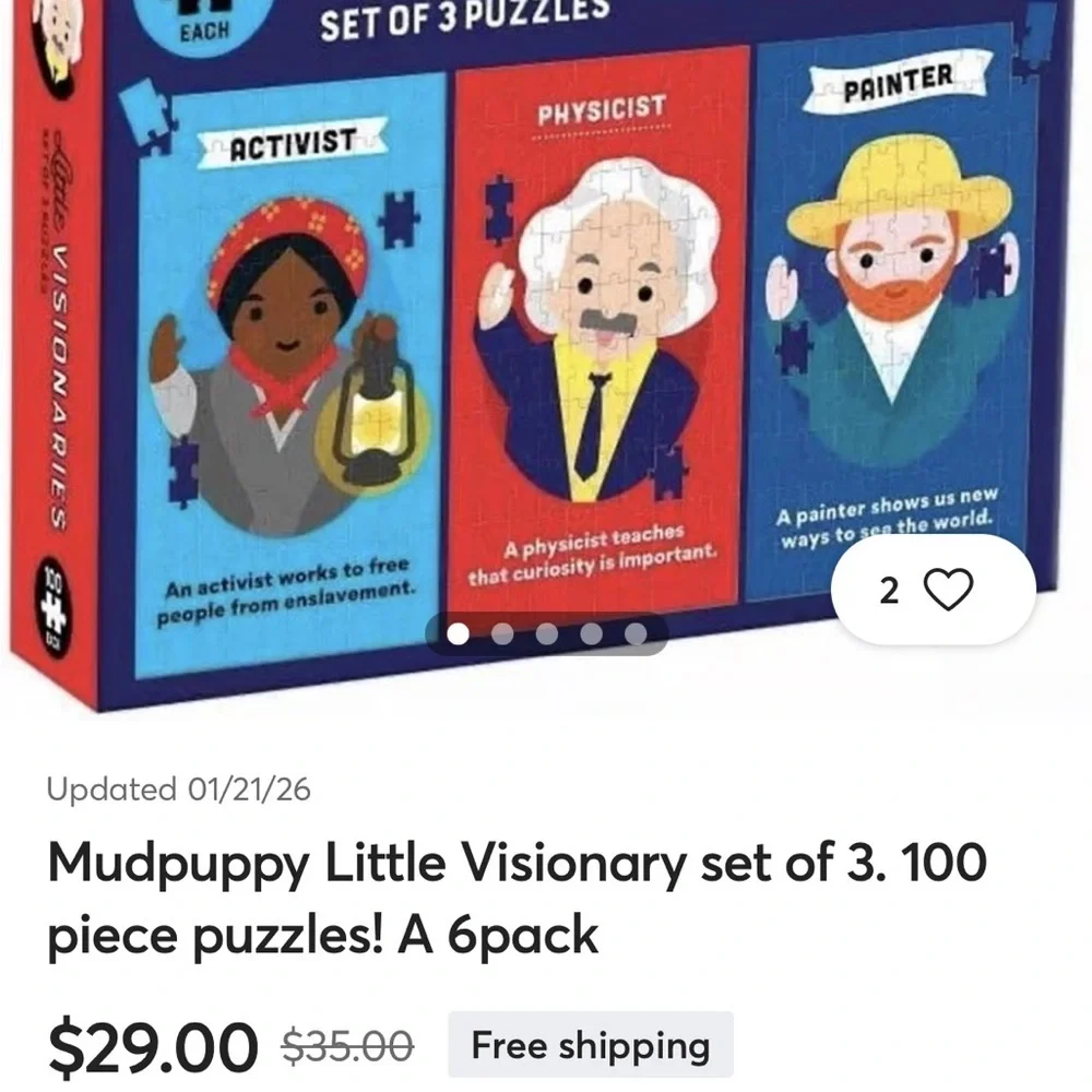 Little Visionaries Kids Puzzle Set - 3 Total Puzzles 100 pieces